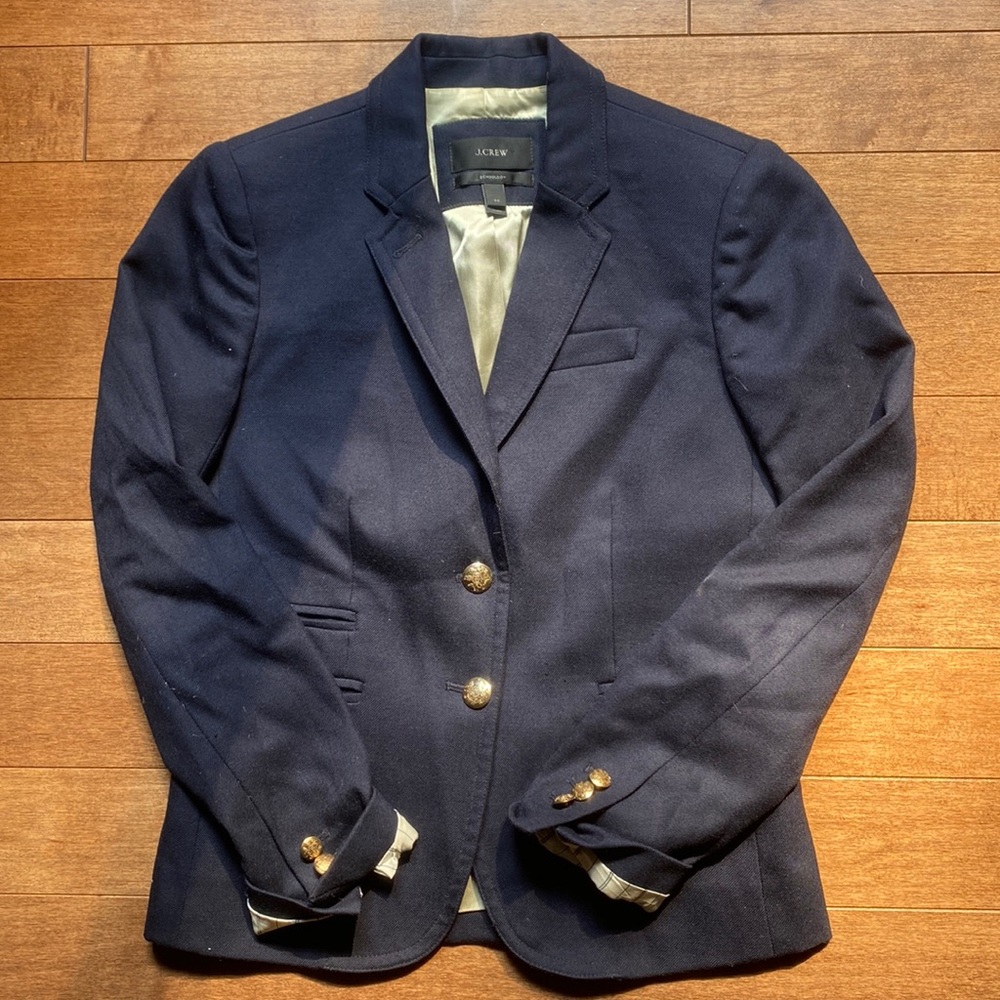 J.Crew Wool Schoolboy Navy Blazer Sz 00